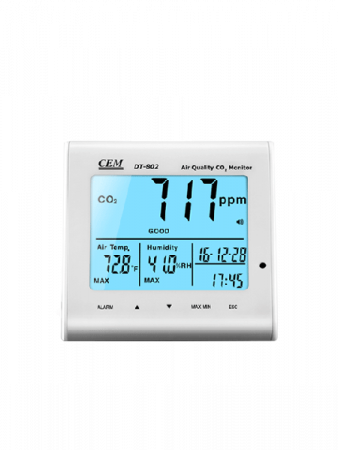 DT-802  цифровой термогигрометр с анализатором CO2 и часами
